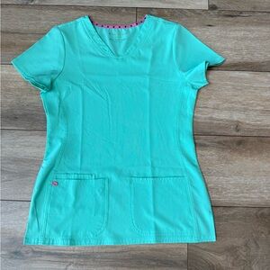 HeartSoul Women’s Scrub Top Small Fresh Teal V-Neck 2-Pocket Medical Uniform